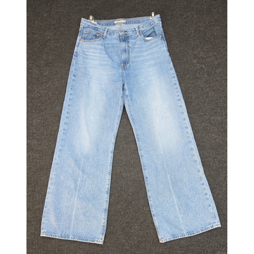 Levis Premium Ribcage Wide Leg Jeans Light Wash High Rise Denim 32